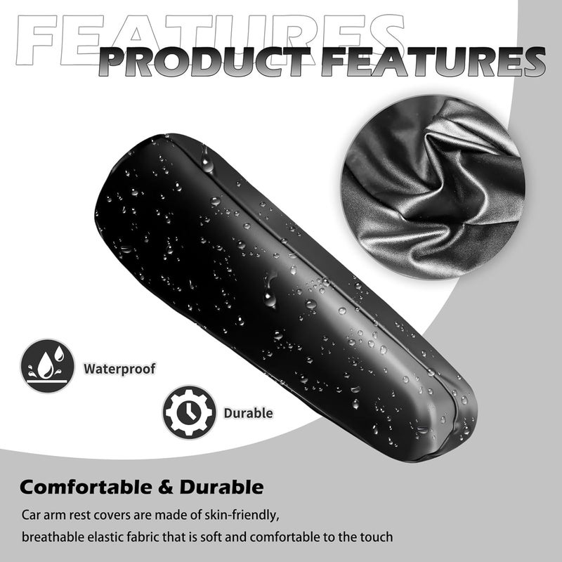 Figpade 2PCS Car Armrest Cover,Leather Arm Rest Cover for Car with Side Pockets for Avoiding Scratches and Scuffs,Upgraded Cars Arm Rest Covers Pad as Cars Storage for Most Vehicles - Image 3